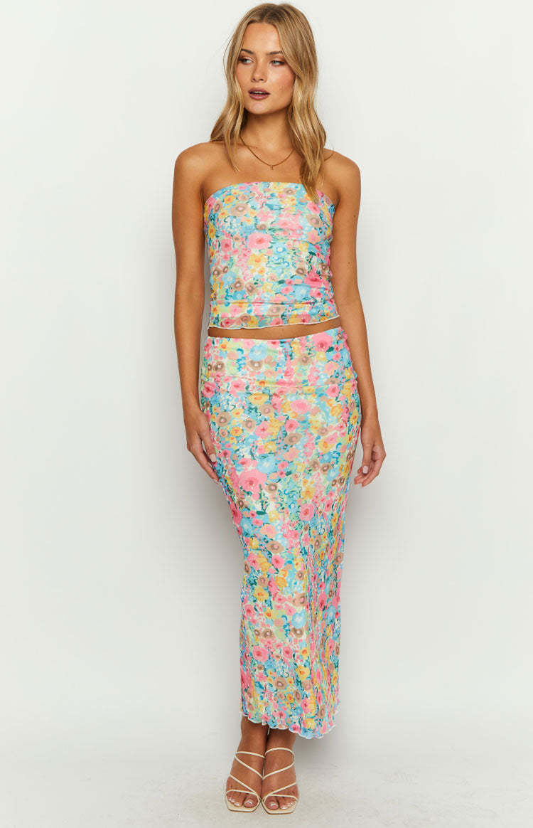 When in Rome Multi Floral Maxi Skirt-Vavasi.All Rights Reserved.