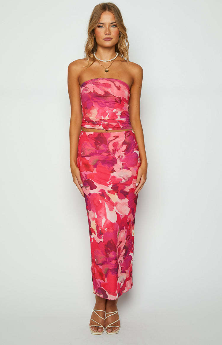 When in Rome Pink Print Mesh Maxi Skirt-Vavasi.All Rights Reserved.