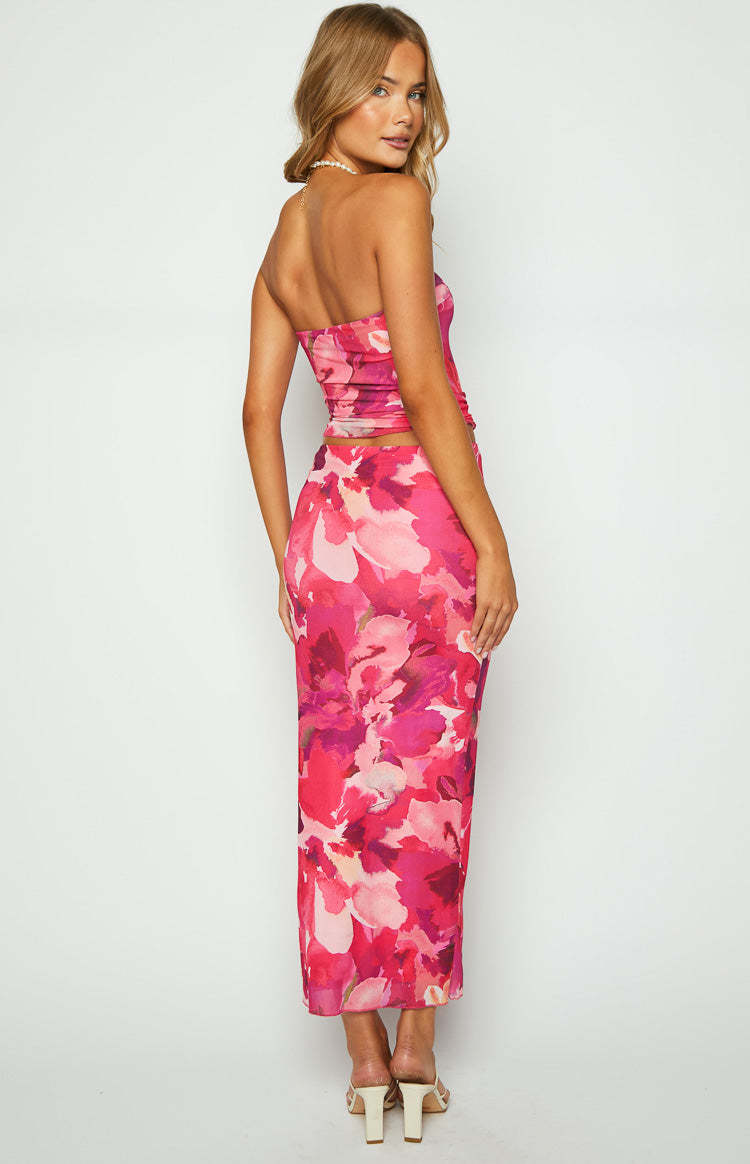When in Rome Pink Print Mesh Maxi Skirt-Vavasi.All Rights Reserved.