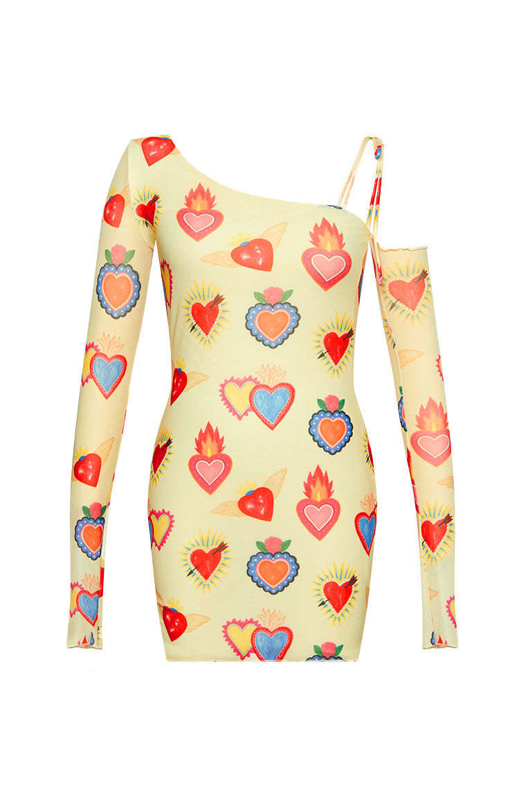 Wild At Heart Yellow Printed Mesh Long Sleeve Mini Dress-Vavasi.All Rights Reserved.