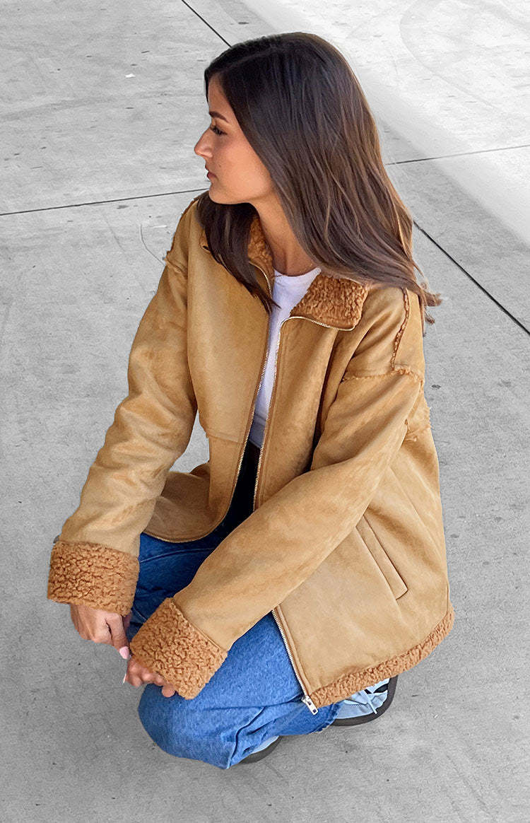 Willow Brown Suede Fur Jacket-Vavasi.All Rights Reserved.