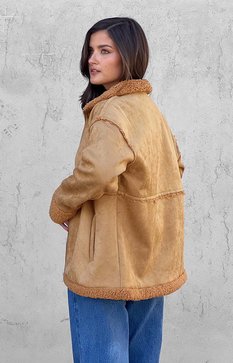 Willow Brown Suede Fur Jacket-Vavasi.All Rights Reserved.