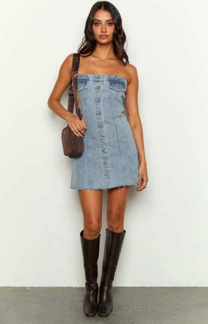 Wilma Blue Denim Corset Mini Dress-Vavasi.All Rights Reserved.