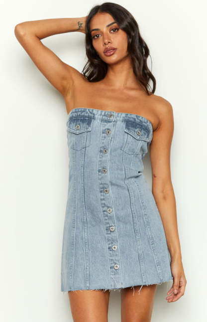 Wilma Blue Denim Corset Mini Dress-Vavasi.All Rights Reserved.