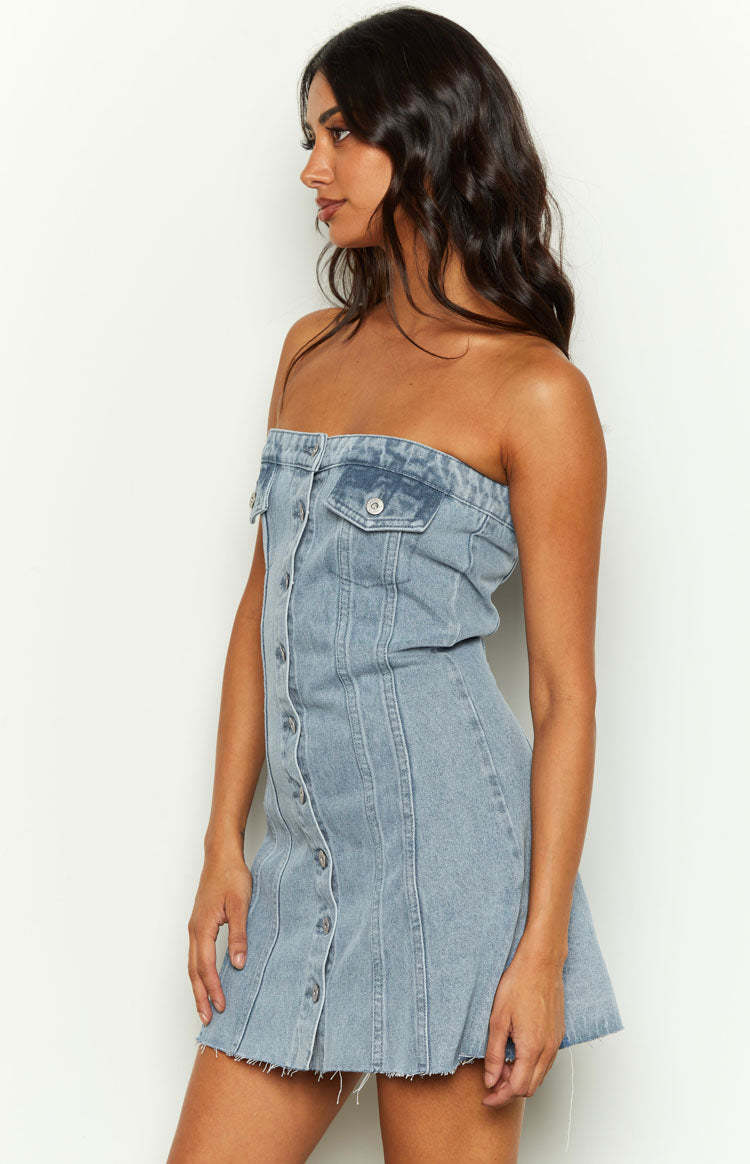 Wilma Blue Denim Corset Mini Dress-Vavasi.All Rights Reserved.