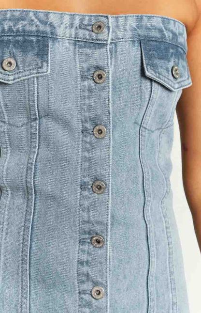 Wilma Blue Denim Corset Mini Dress-Vavasi.All Rights Reserved.