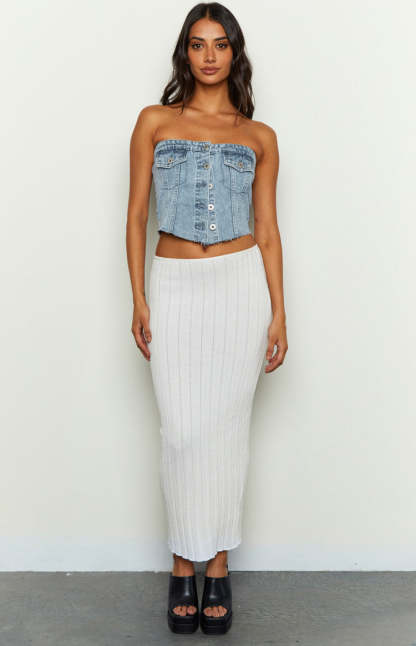 Wilma Denim Button Top-Vavasi.All Rights Reserved.