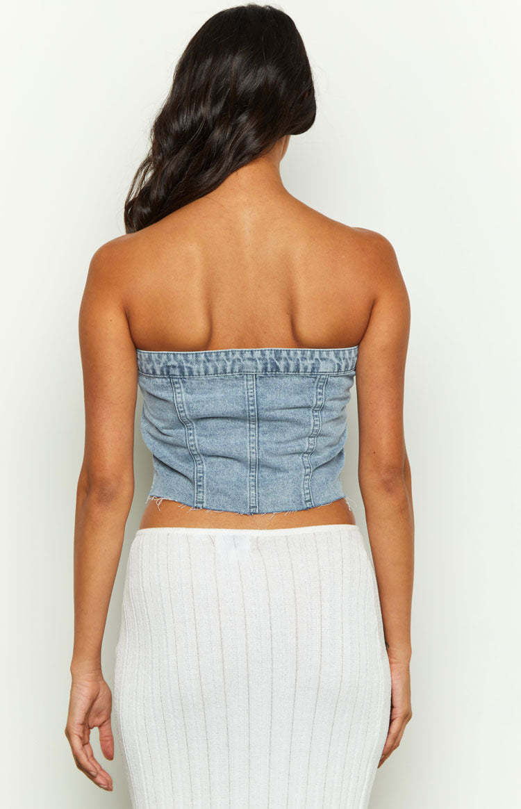 Wilma Denim Button Top-Vavasi.All Rights Reserved.