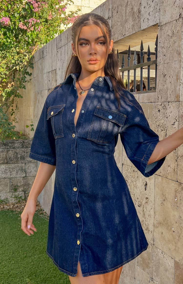 Xena Denim Mini Dress-Vavasi.All Rights Reserved.