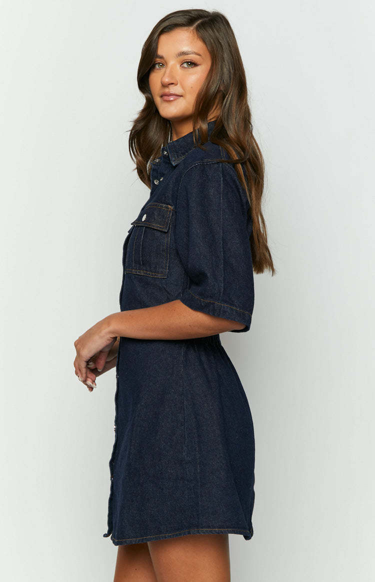Xena Denim Mini Dress-Vavasi.All Rights Reserved.