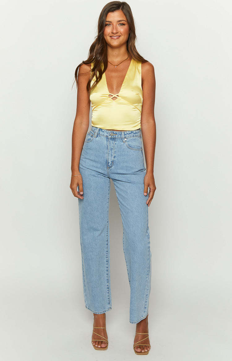 Daffodil Yellow Satin Top-Vavasi.All Rights Reserved.
