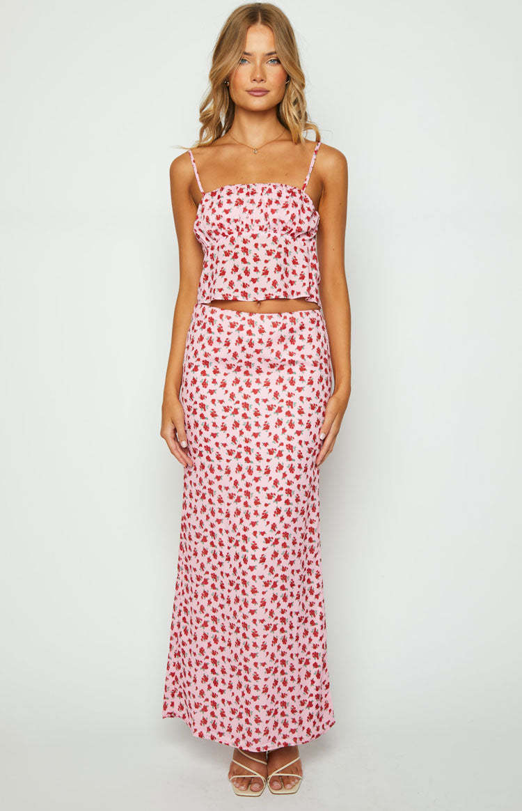 Yesterday Pink Floral Maxi Skirt-Vavasi.All Rights Reserved.