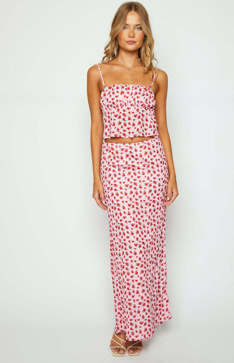 Yesterday Pink Floral Maxi Skirt-Vavasi.All Rights Reserved.