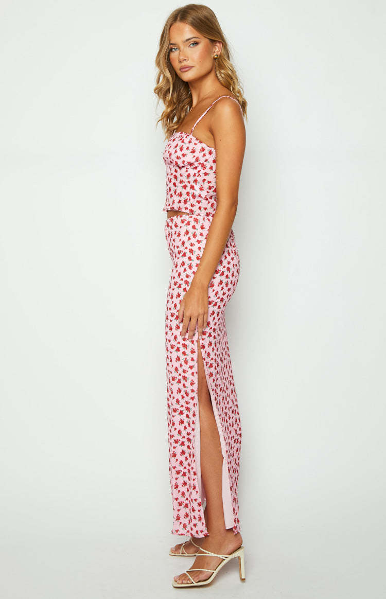 Yesterday Pink Floral Maxi Skirt-Vavasi.All Rights Reserved.