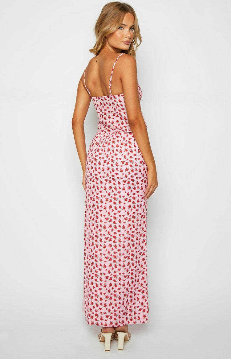 Yesterday Pink Floral Maxi Skirt-Vavasi.All Rights Reserved.