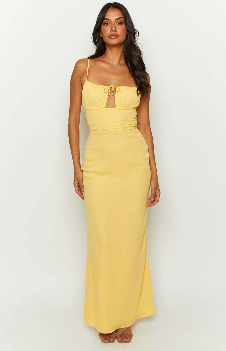 Yitra Yellow Chiffon Maxi Dress-Vavasi.All Rights Reserved.