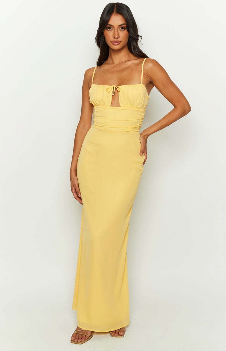 Yitra Yellow Chiffon Maxi Dress-Vavasi.All Rights Reserved.