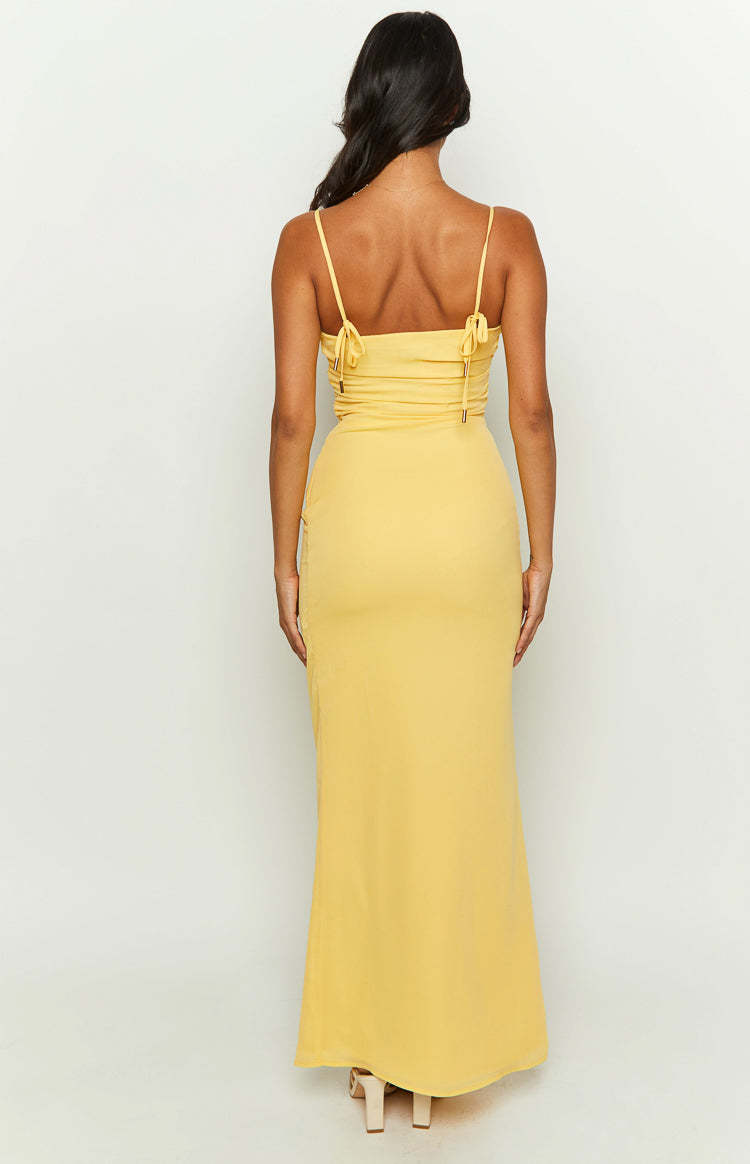 Yitra Yellow Chiffon Maxi Dress-Vavasi.All Rights Reserved.