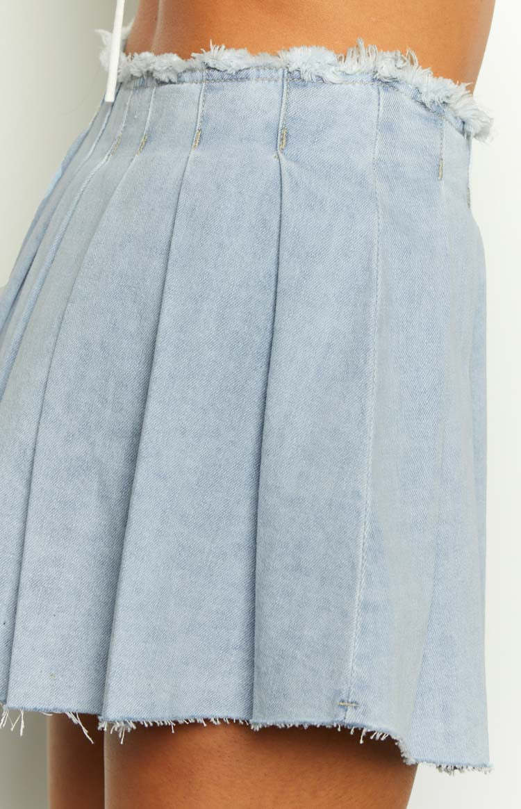 You're Mine Blue Denim Pleated Mini Skirt-Vavasi.All Rights Reserved.