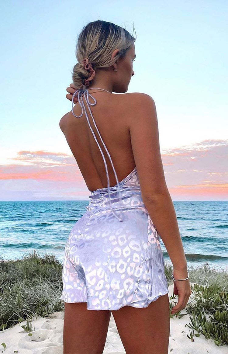 Your LA Catch Cowl Neck Mini Dress Lilac Leopard-Vavasi.All Rights Reserved.