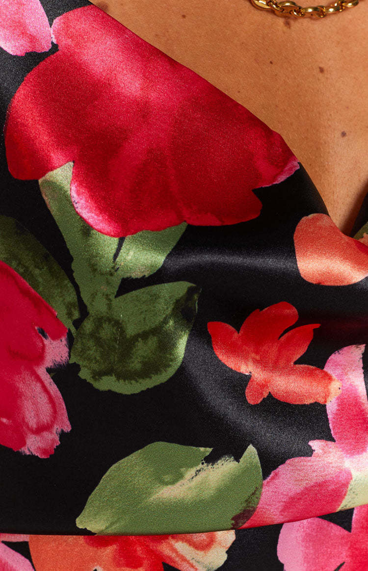Your LA Catch Cowl Neck Mini Dress Black Floral-Vavasi.All Rights Reserved.