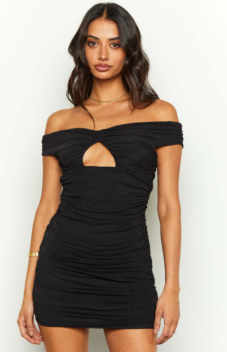 Your Love Black Mesh Off Shoulder Mini Dress-Vavasi.All Rights Reserved.