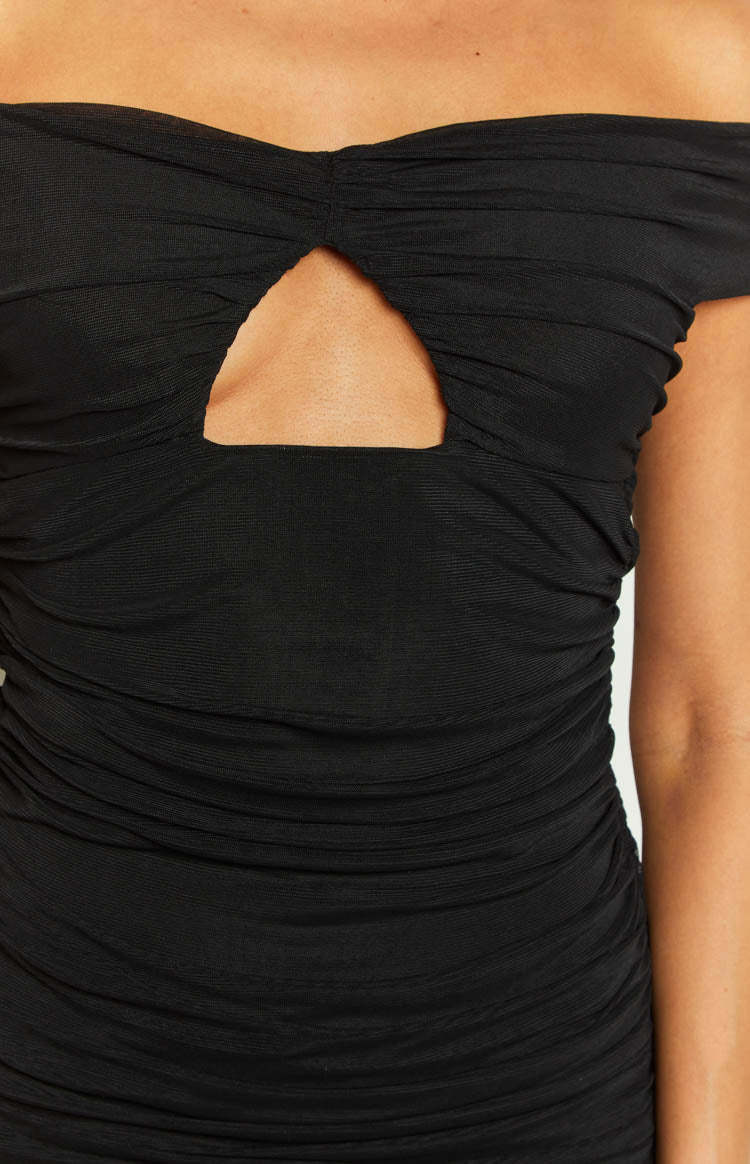 Your Love Black Mesh Off Shoulder Mini Dress-Vavasi.All Rights Reserved.