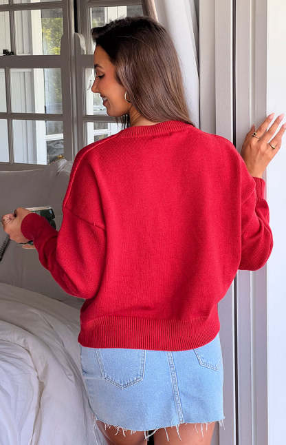 Zami Red Bow Sweater-Vavasi.All Rights Reserved.