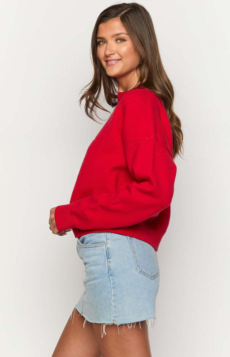 Zami Red Bow Sweater-Vavasi.All Rights Reserved.