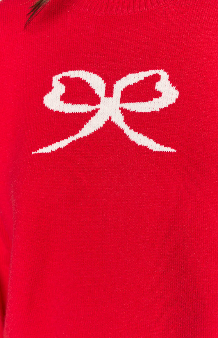 Zami Red Bow Sweater-Vavasi.All Rights Reserved.