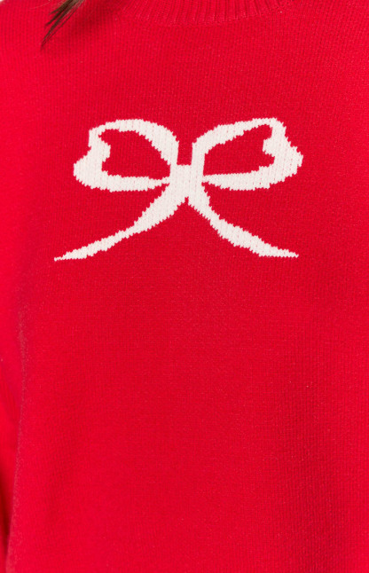 Zami Red Bow Sweater-Vavasi.All Rights Reserved.