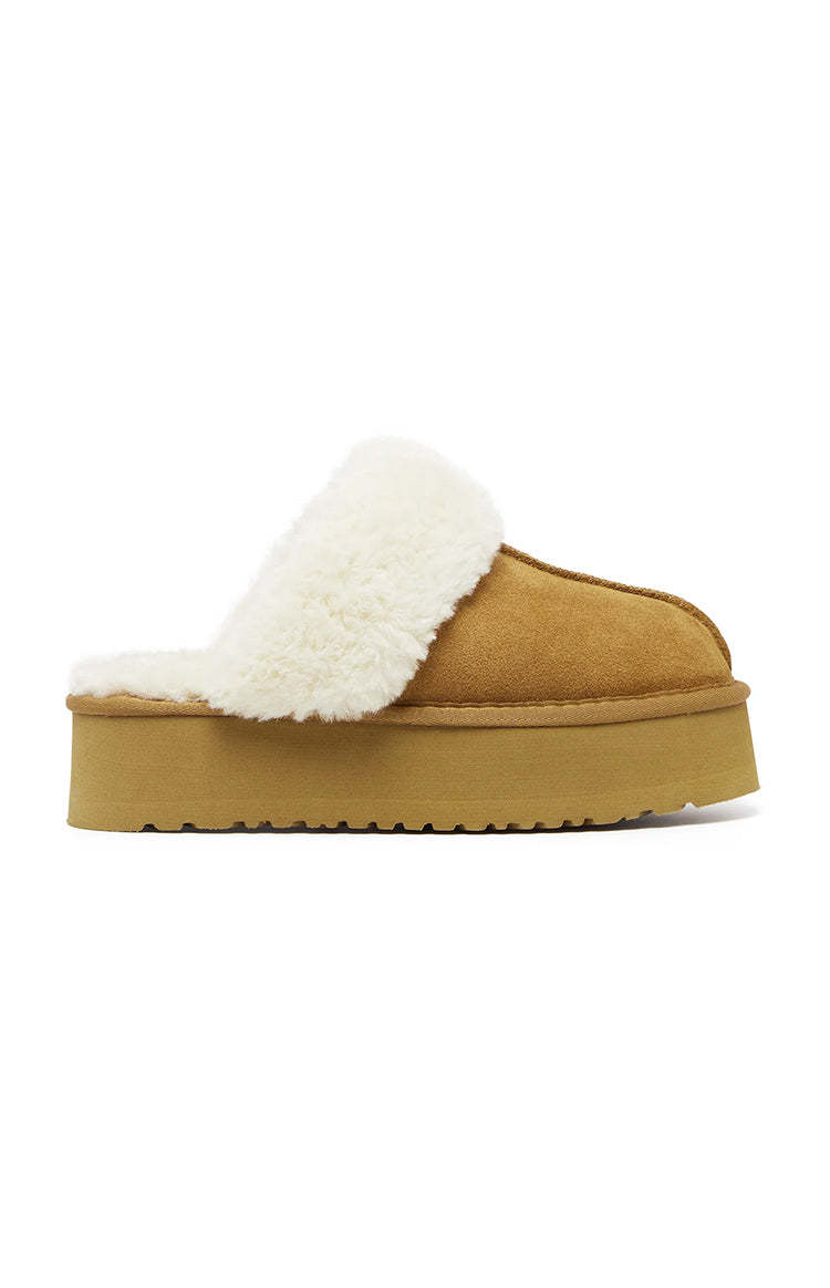 Therapy Ziggy Tan Suede Cow Slippers-Vavasi.All Rights Reserved.