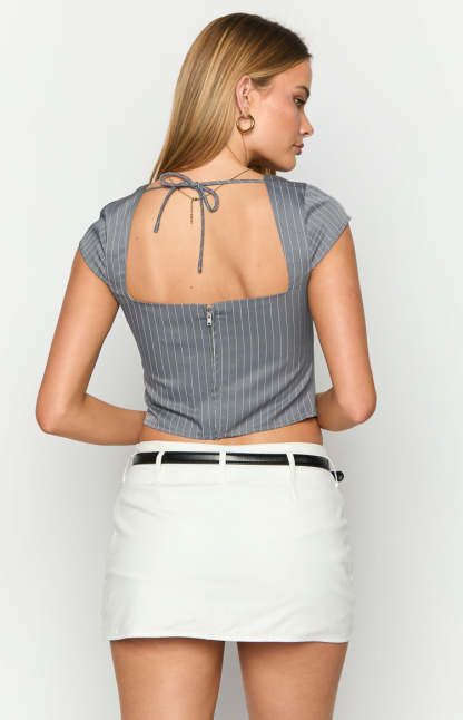 Zac White Linen Blend Skort-Vavasi.All Rights Reserved.
