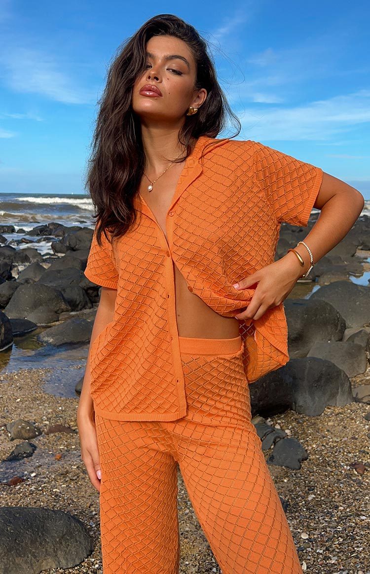 Zaida Orange Knit Top-Vavasi.All Rights Reserved.