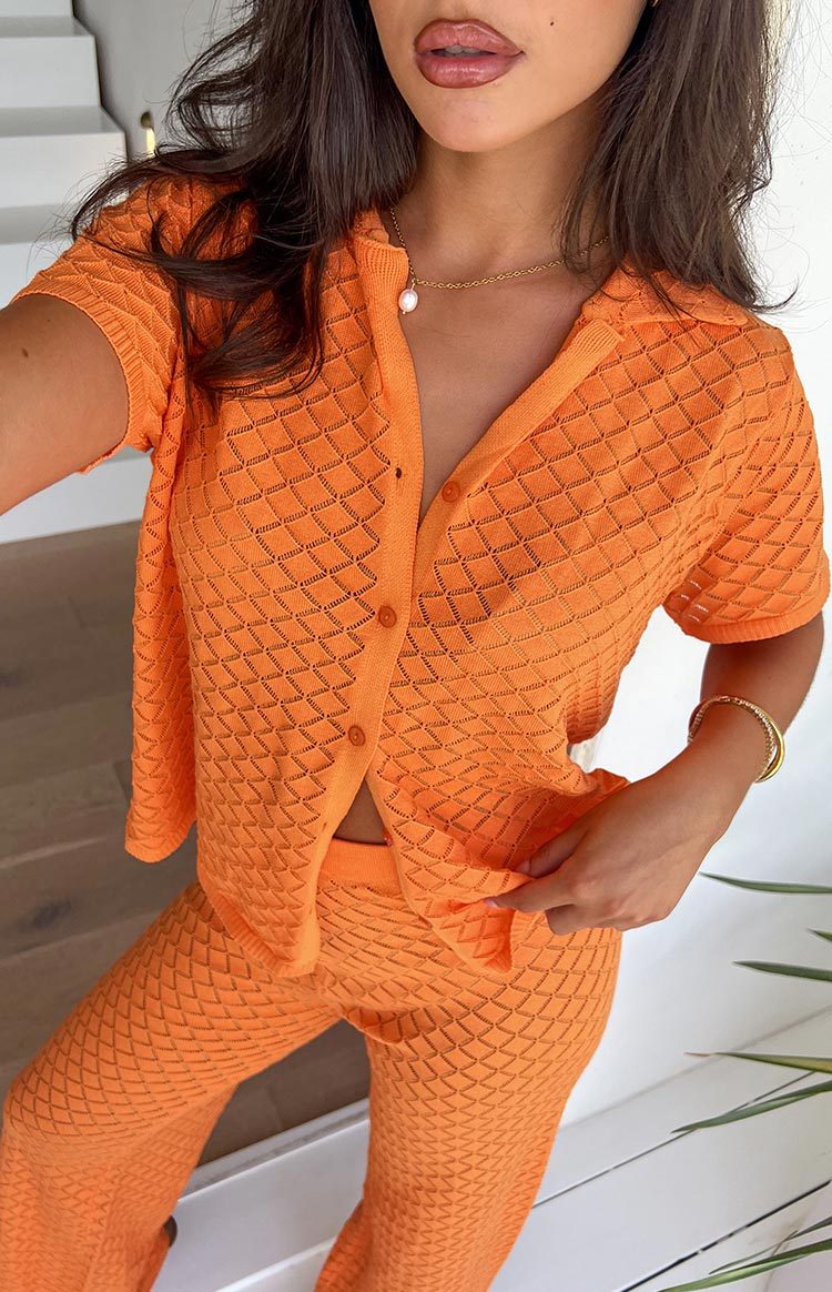 Zaida Orange Knit Top-Vavasi.All Rights Reserved.