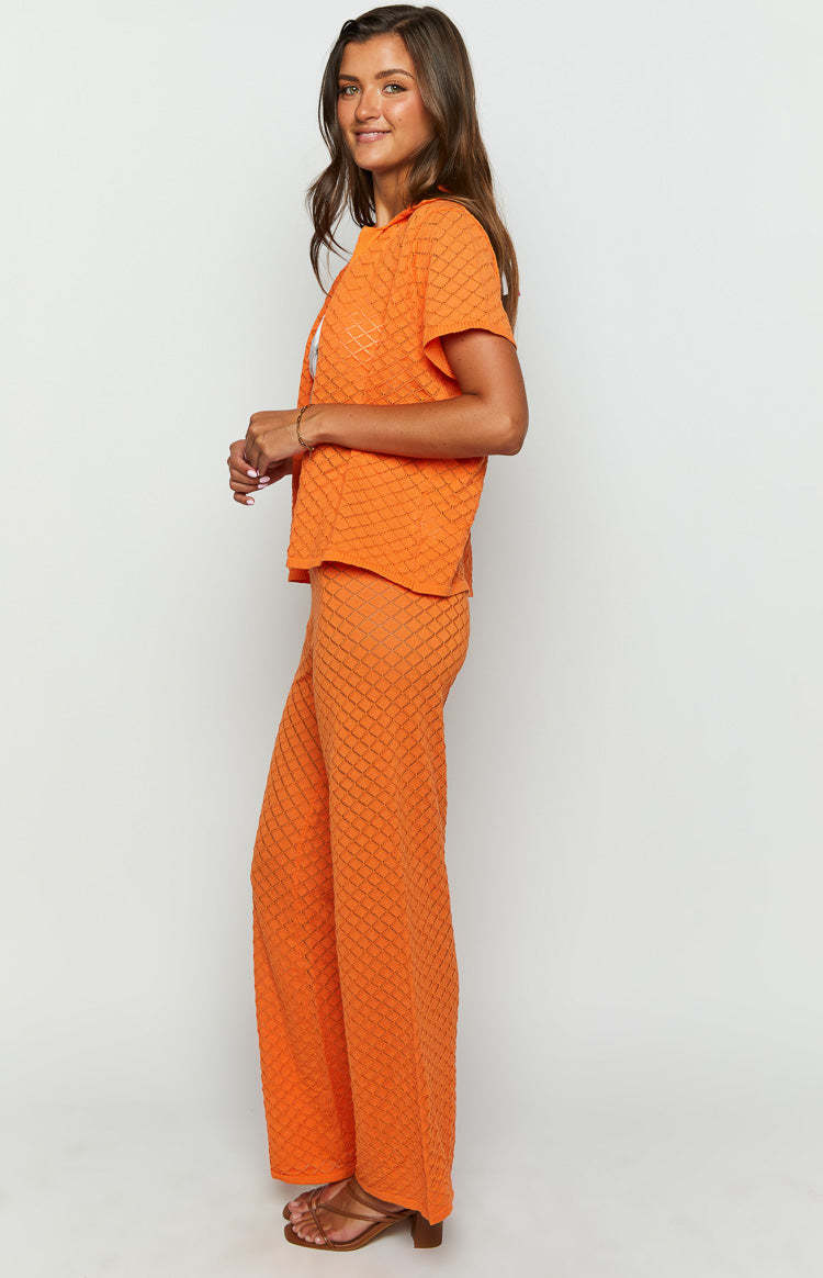 Zaida Orange Knit Pants-Vavasi.All Rights Reserved.