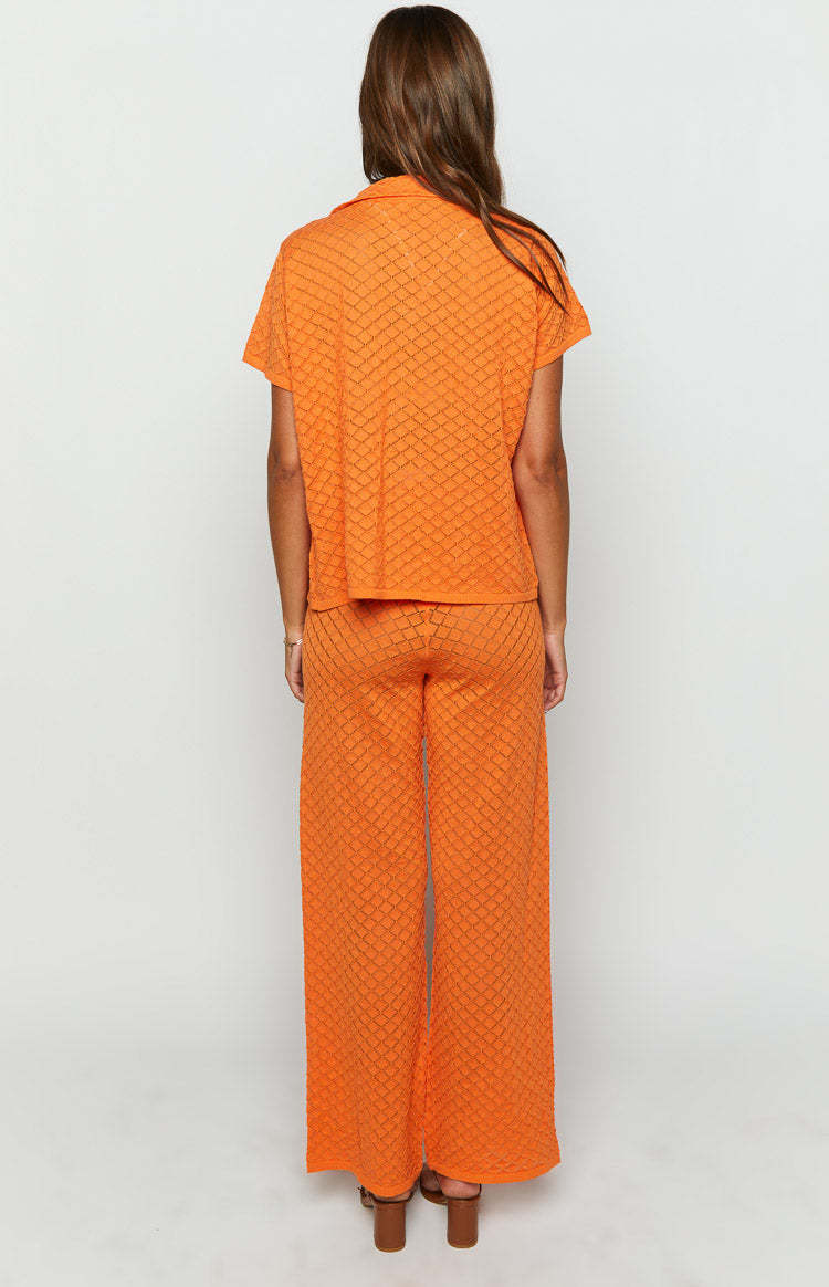Zaida Orange Knit Pants-Vavasi.All Rights Reserved.