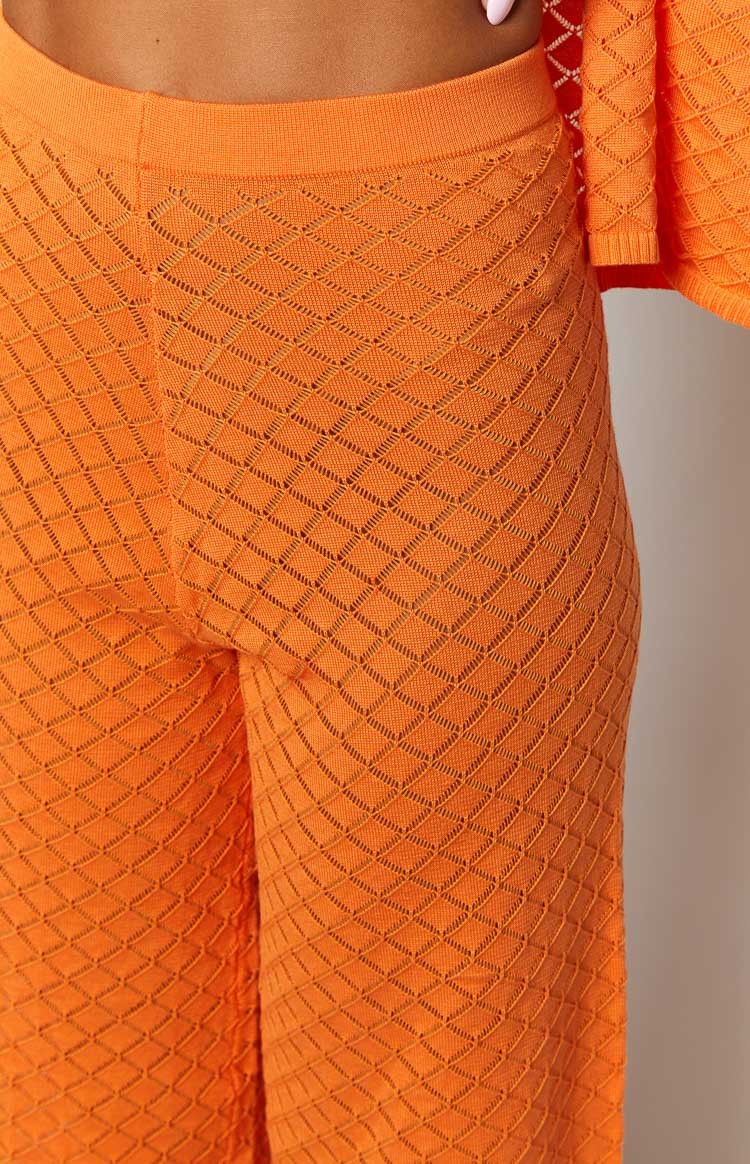 Zaida Orange Knit Pants-Vavasi.All Rights Reserved.