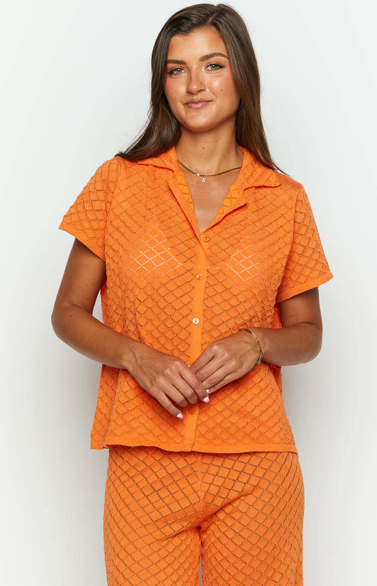 Zaida Orange Knit Top-Vavasi.All Rights Reserved.
