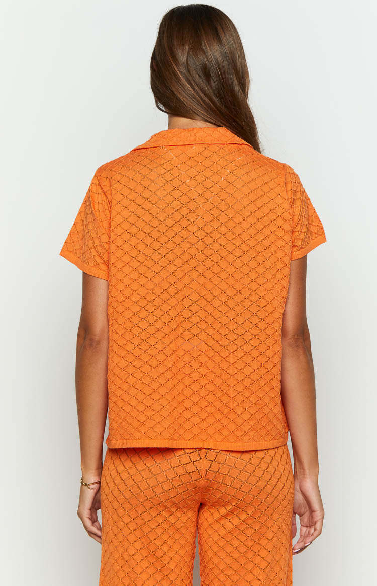 Zaida Orange Knit Top-Vavasi.All Rights Reserved.