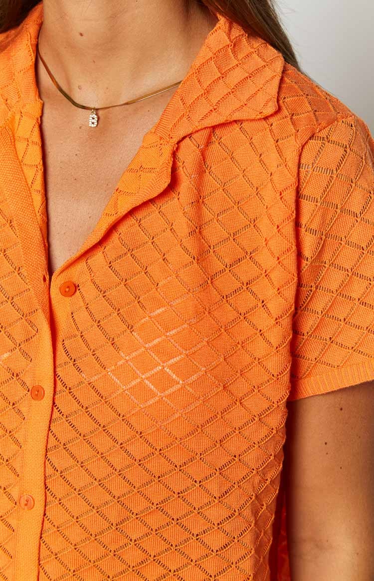 Zaida Orange Knit Top-Vavasi.All Rights Reserved.