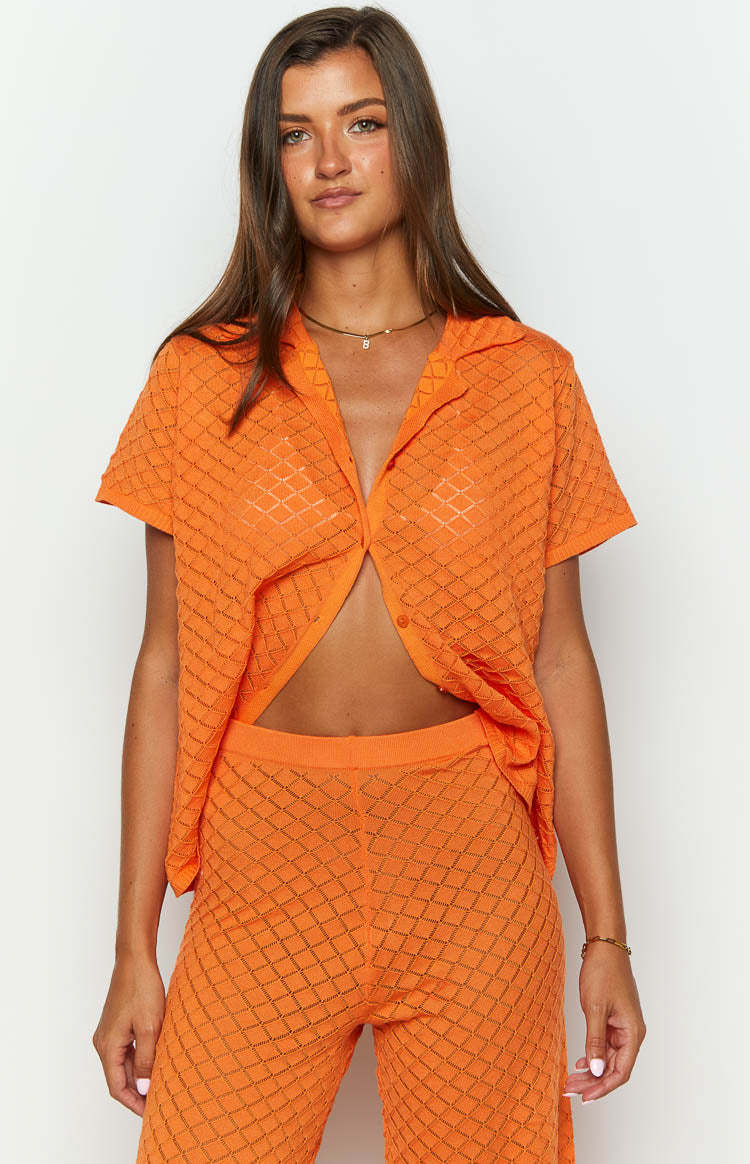 Zaida Orange Knit Top-Vavasi.All Rights Reserved.