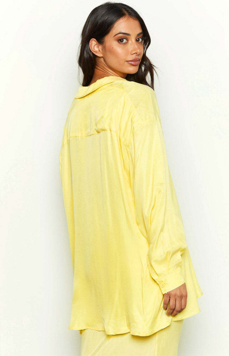 Zariah Yellow Cupro Button Up Shirt-Vavasi.All Rights Reserved.