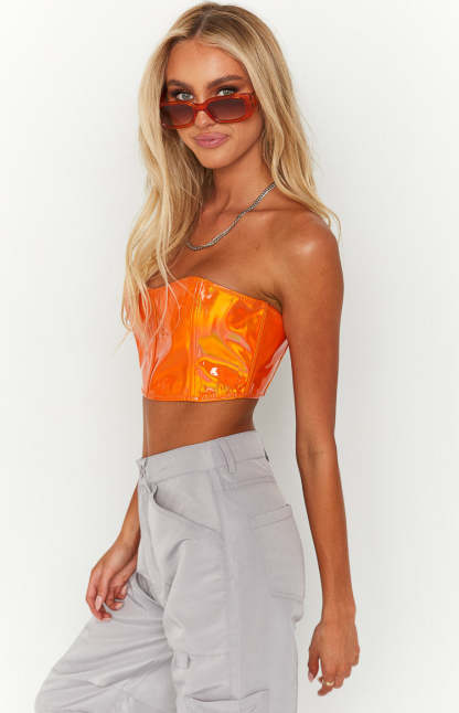 Zelda Orange Corset Top-Vavasi.All Rights Reserved.