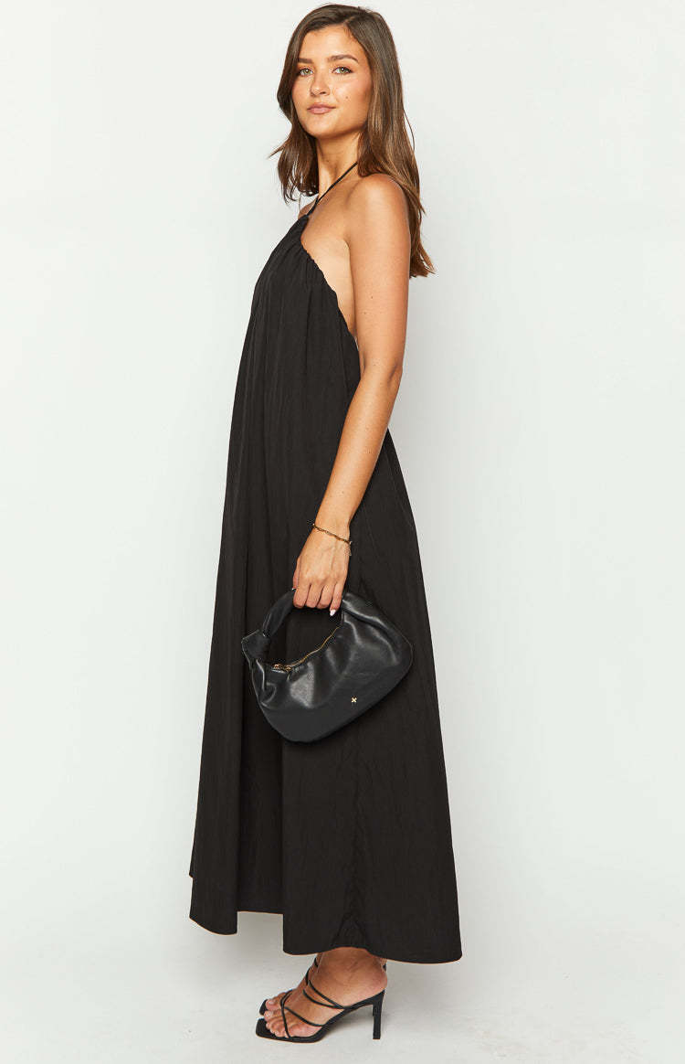 Ziggy Black Halter Neck Maxi Dress-Vavasi.All Rights Reserved.