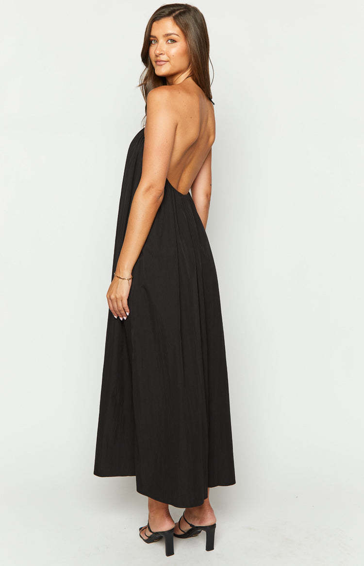 Ziggy Black Halter Neck Maxi Dress-Vavasi.All Rights Reserved.