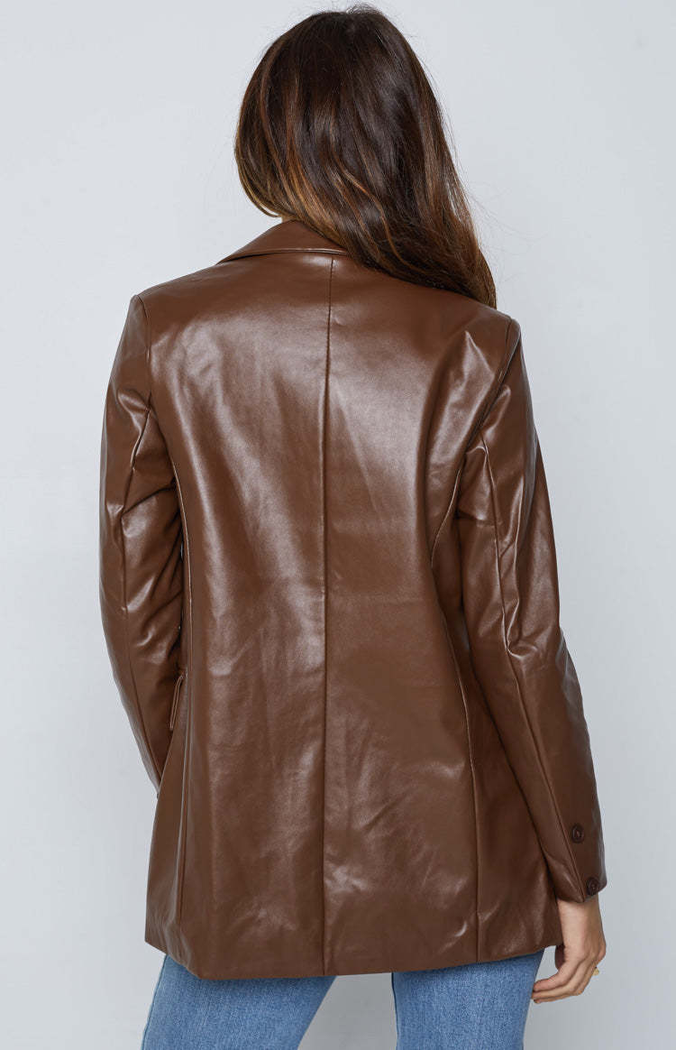 Zina PU Blazer Brown-Vavasi.All Rights Reserved.