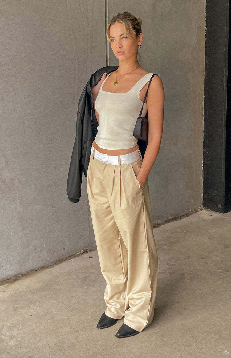 Zion Tan Waist Pant-Vavasi.All Rights Reserved.