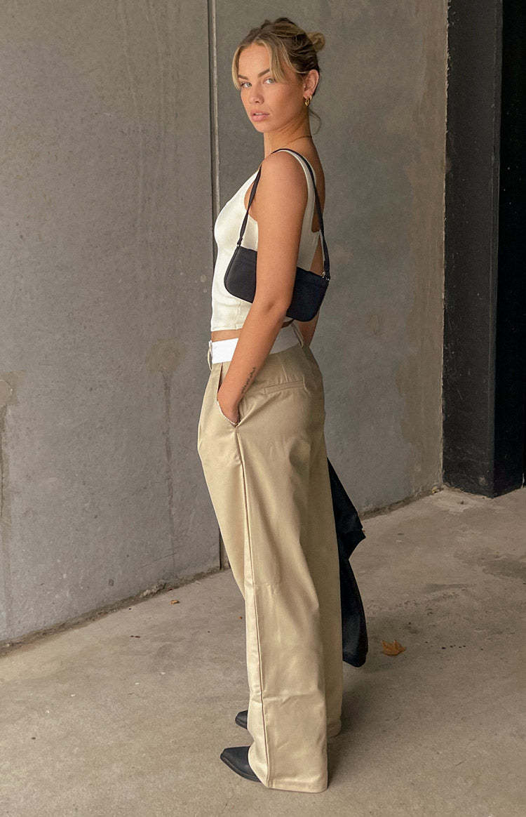 Zion Tan Waist Pant-Vavasi.All Rights Reserved.