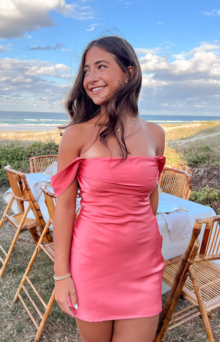 Zoella Pink Off The Shoulder Mini Dress-Vavasi.All Rights Reserved.